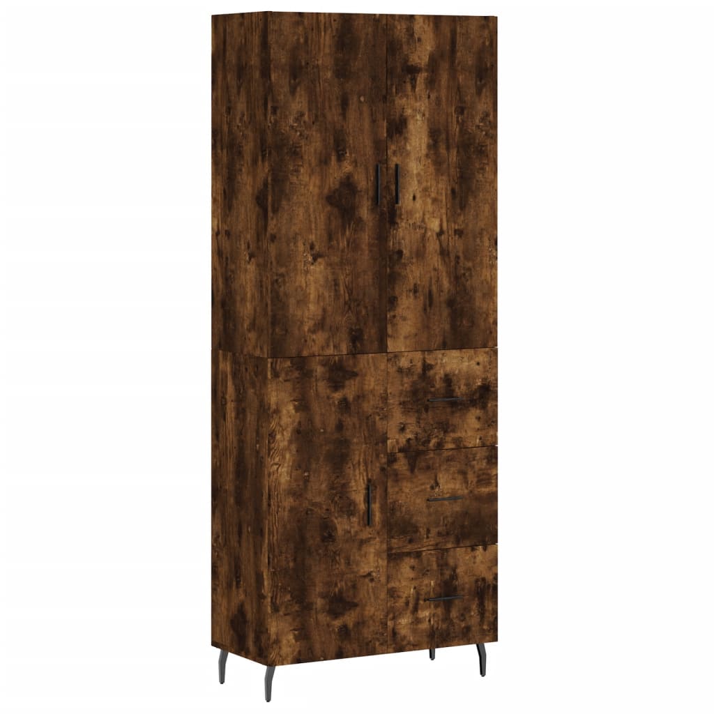 vidaXL Aparador alto madera contrachapada roble ahumado 69,5x34x180 cm