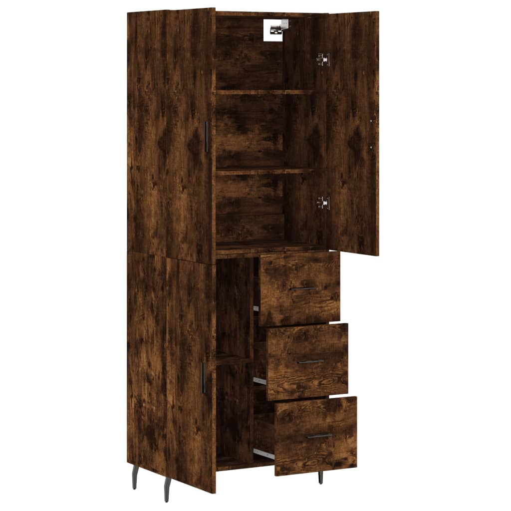 vidaXL Aparador alto madera contrachapada roble ahumado 69,5x34x180 cm