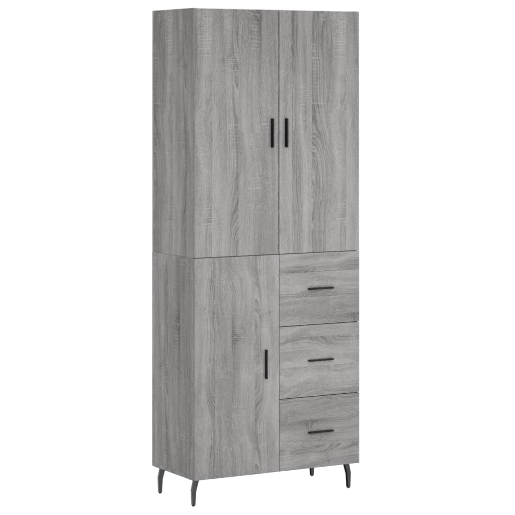 vidaXL Aparador alto madera contrachapada gris sonoma 69,5x34x180 cm