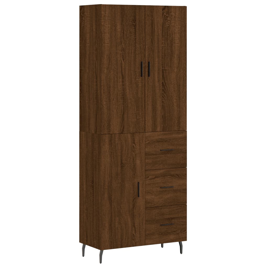 vidaXL Aparador alto madera contrachapada marrón roble 69,5x34x180 cm