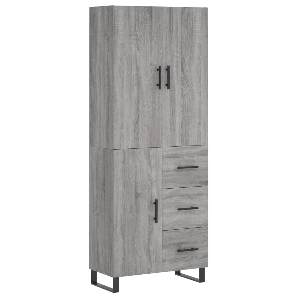 vidaXL Aparador alto madera contrachapada gris sonoma 69,5x34x180 cm