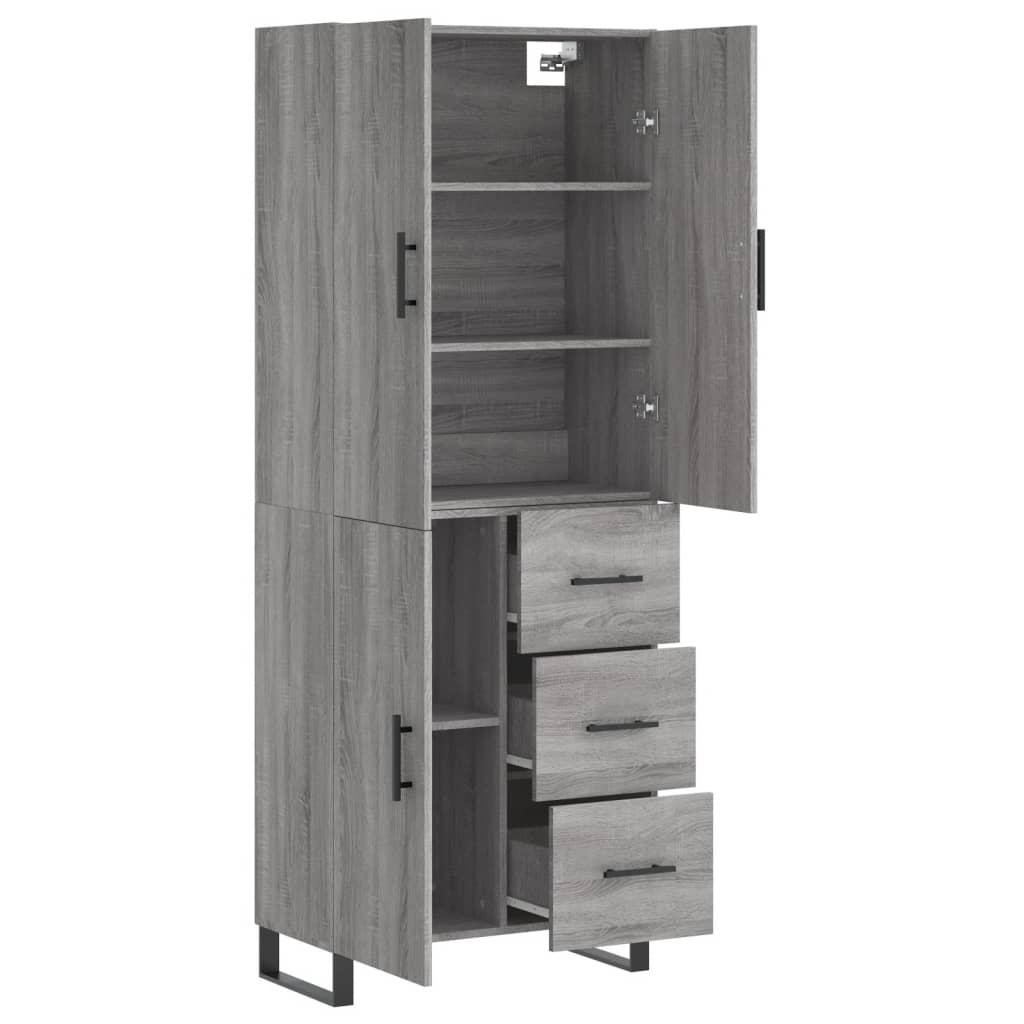 vidaXL Aparador alto madera contrachapada gris sonoma 69,5x34x180 cm