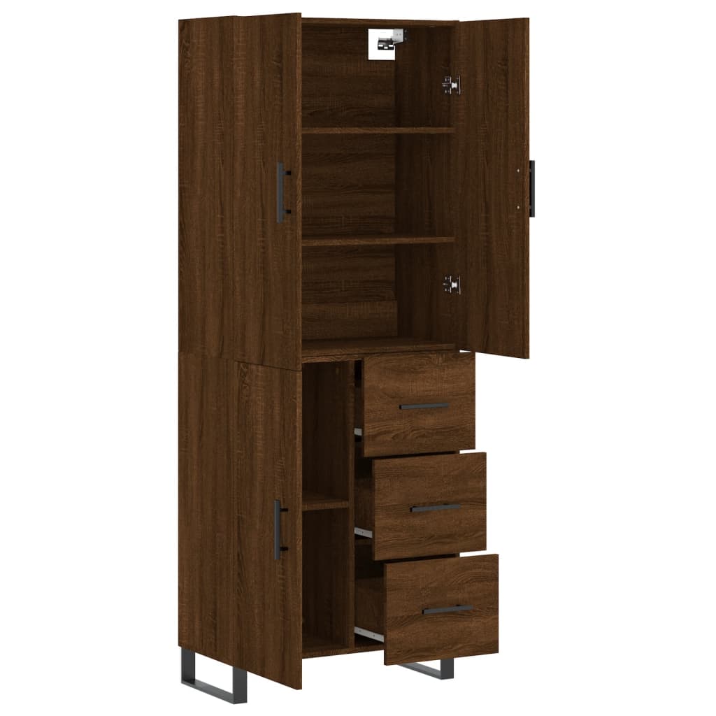 vidaXL Aparador alto madera contrachapada marrón roble 69,5x34x180 cm