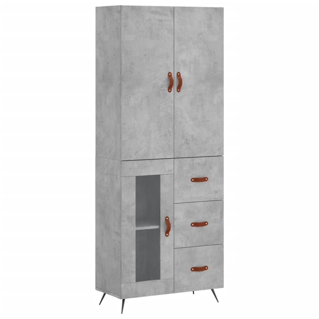 vidaXL Aparador alto madera contrachapada gris hormigón 69,5x34x180 cm