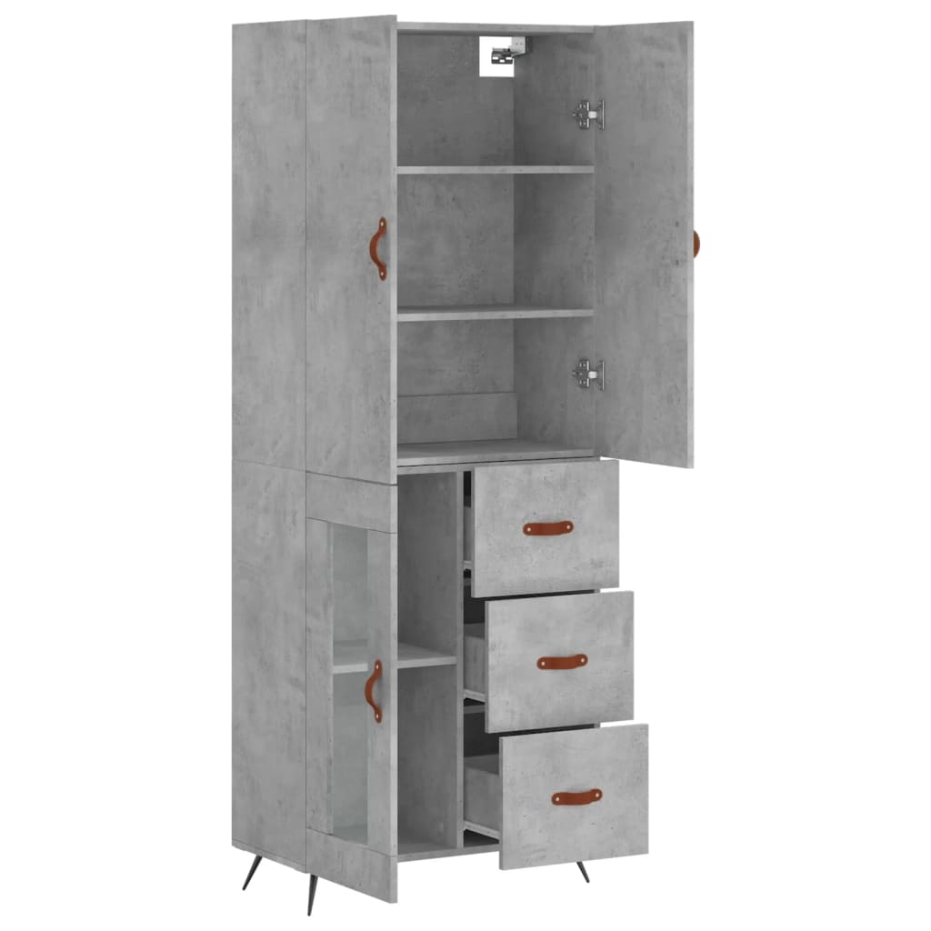 vidaXL Aparador alto madera contrachapada gris hormigón 69,5x34x180 cm