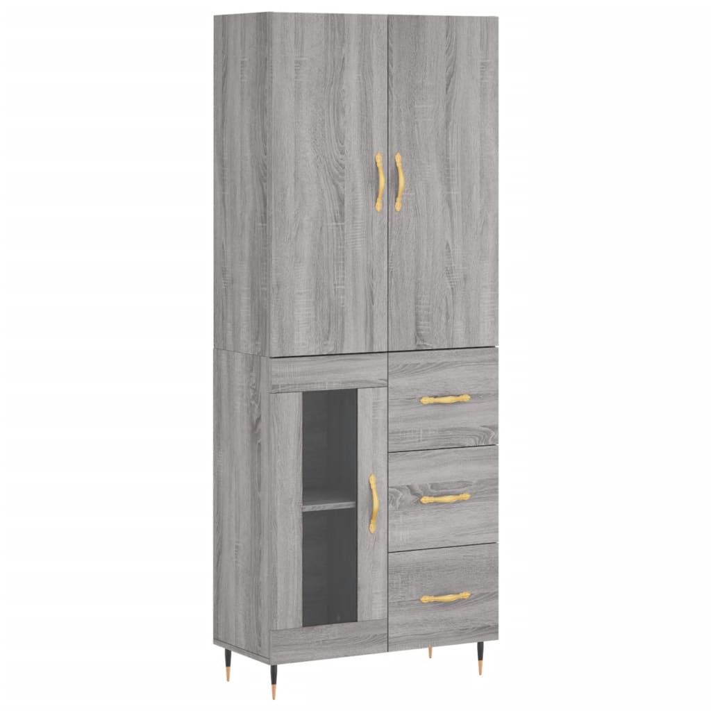 vidaXL Aparador alto madera contrachapada gris sonoma 69,5x34x180 cm