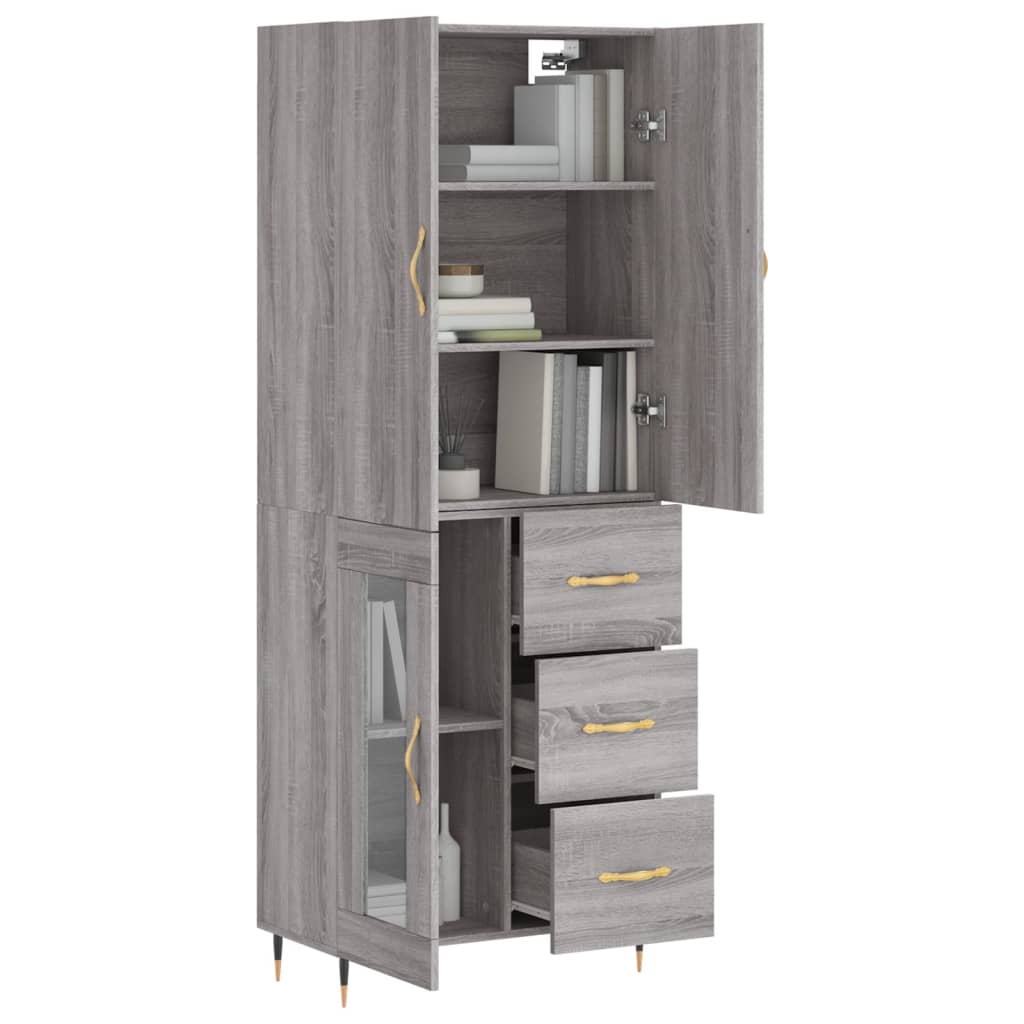 vidaXL Aparador alto madera contrachapada gris sonoma 69,5x34x180 cm