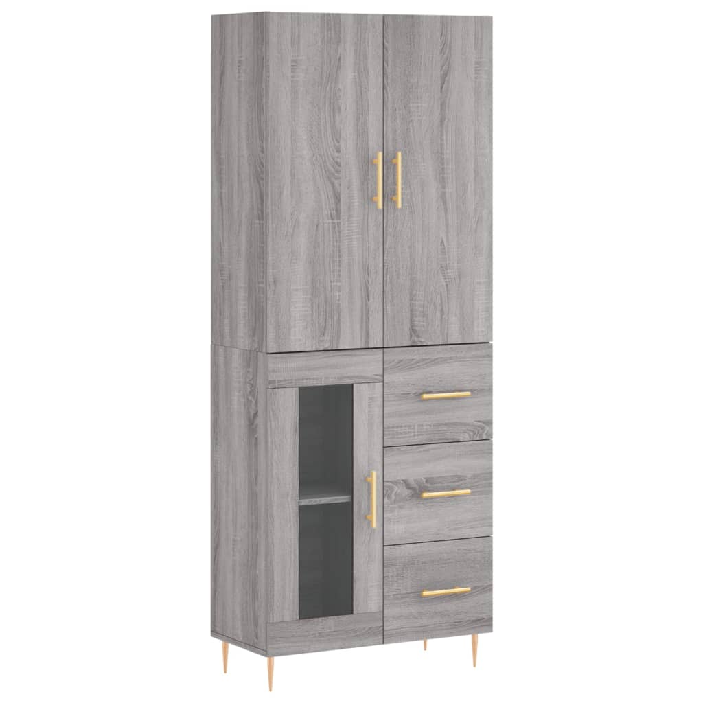 vidaXL Aparador alto madera contrachapada gris sonoma 69,5x34x180 cm