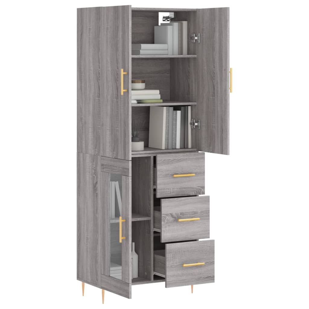 vidaXL Aparador alto madera contrachapada gris sonoma 69,5x34x180 cm