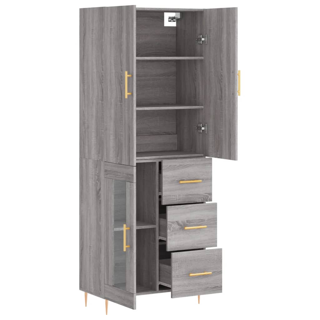 vidaXL Aparador alto madera contrachapada gris sonoma 69,5x34x180 cm