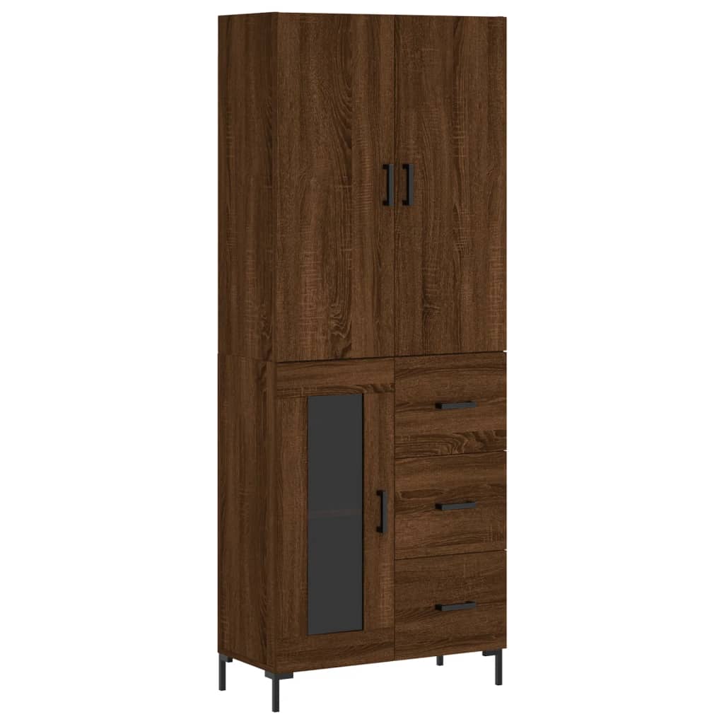 vidaXL Aparador alto madera contrachapada marrón roble 69,5x34x180 cm