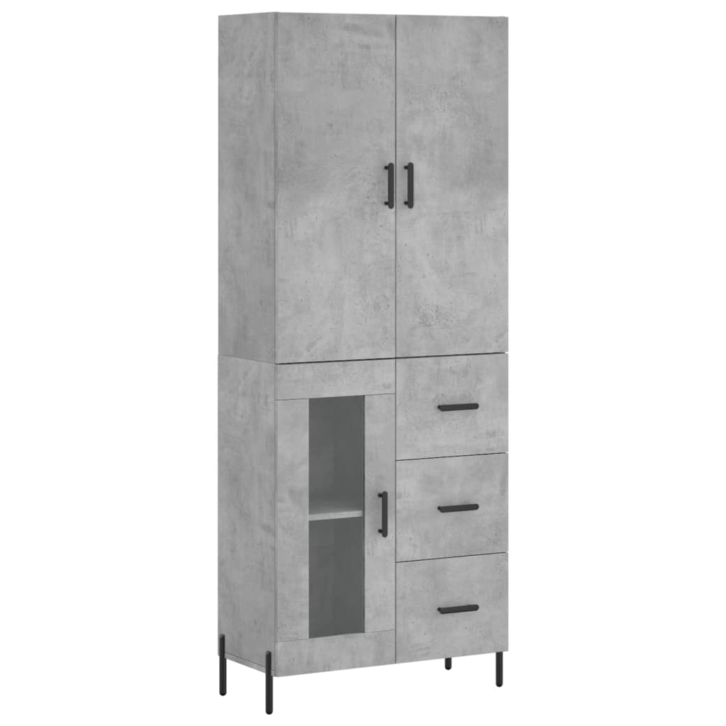 vidaXL Aparador alto madera contrachapada gris hormigón 69,5x34x180 cm