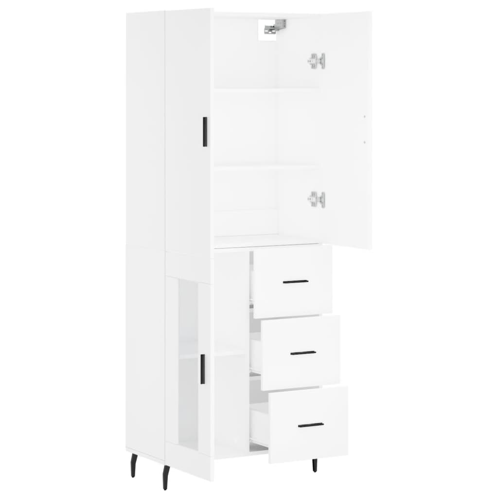 vidaXL Aparador alto madera contrachapada blanco 69,5x34x180 cm