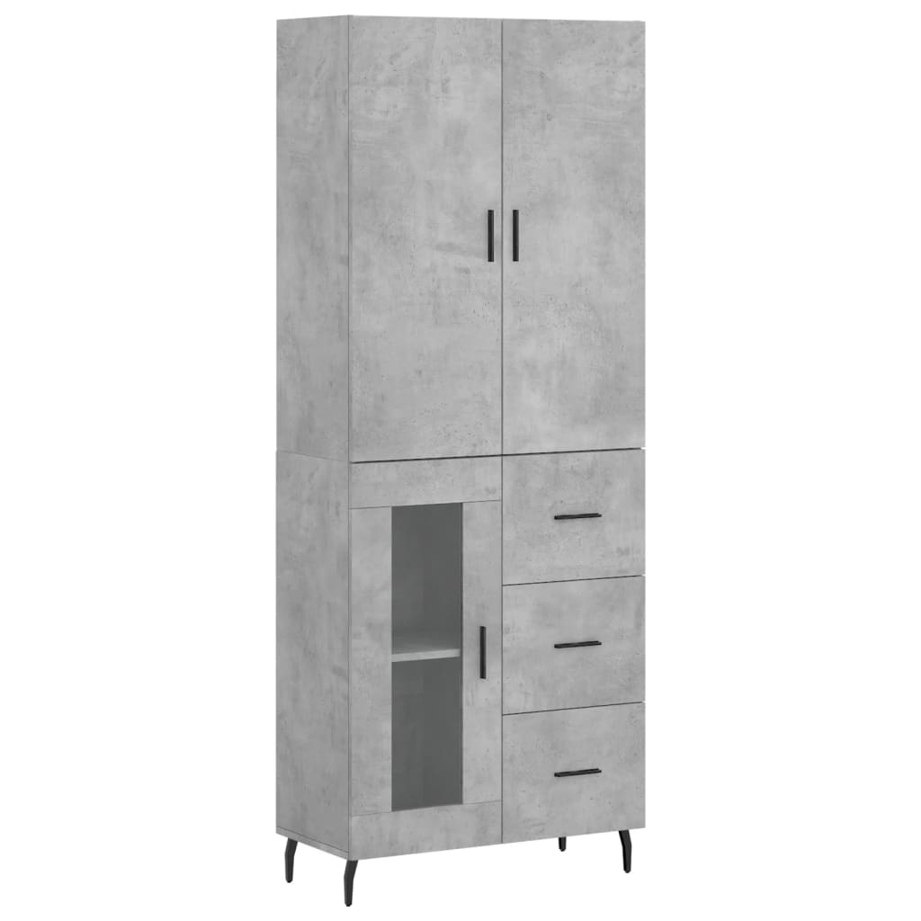 vidaXL Aparador alto madera contrachapada gris hormigón 69,5x34x180 cm