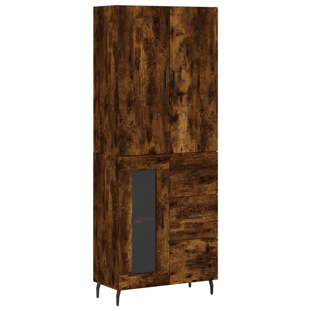 vidaXL Aparador alto madera contrachapada roble ahumado 69,5x34x180 cm