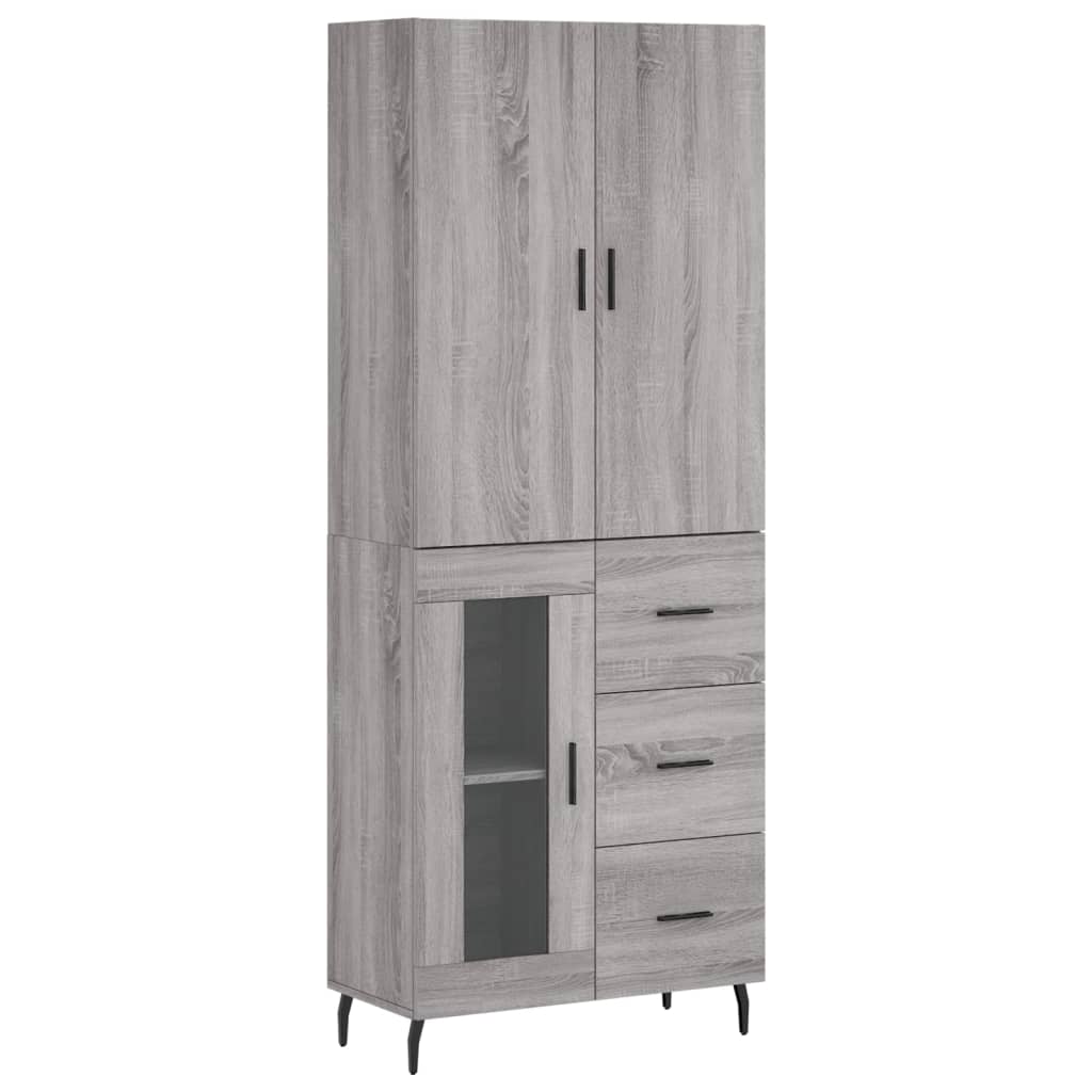 vidaXL Aparador alto madera contrachapada gris sonoma 69,5x34x180 cm