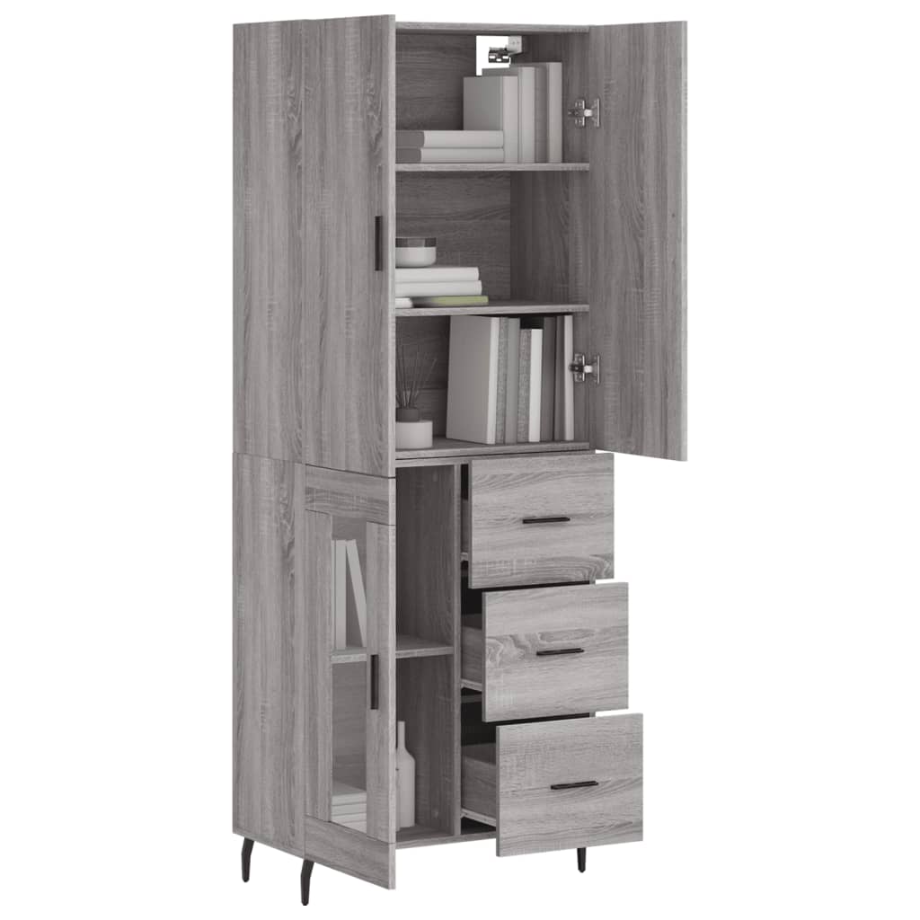 vidaXL Aparador alto madera contrachapada gris sonoma 69,5x34x180 cm