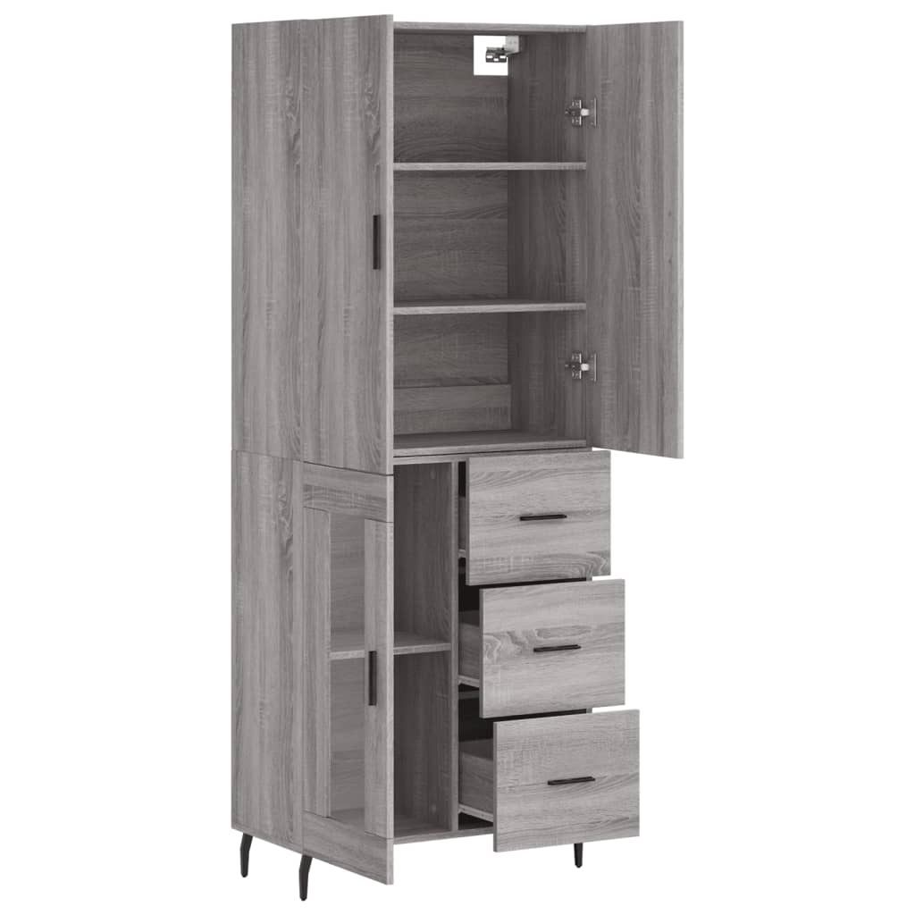 vidaXL Aparador alto madera contrachapada gris sonoma 69,5x34x180 cm