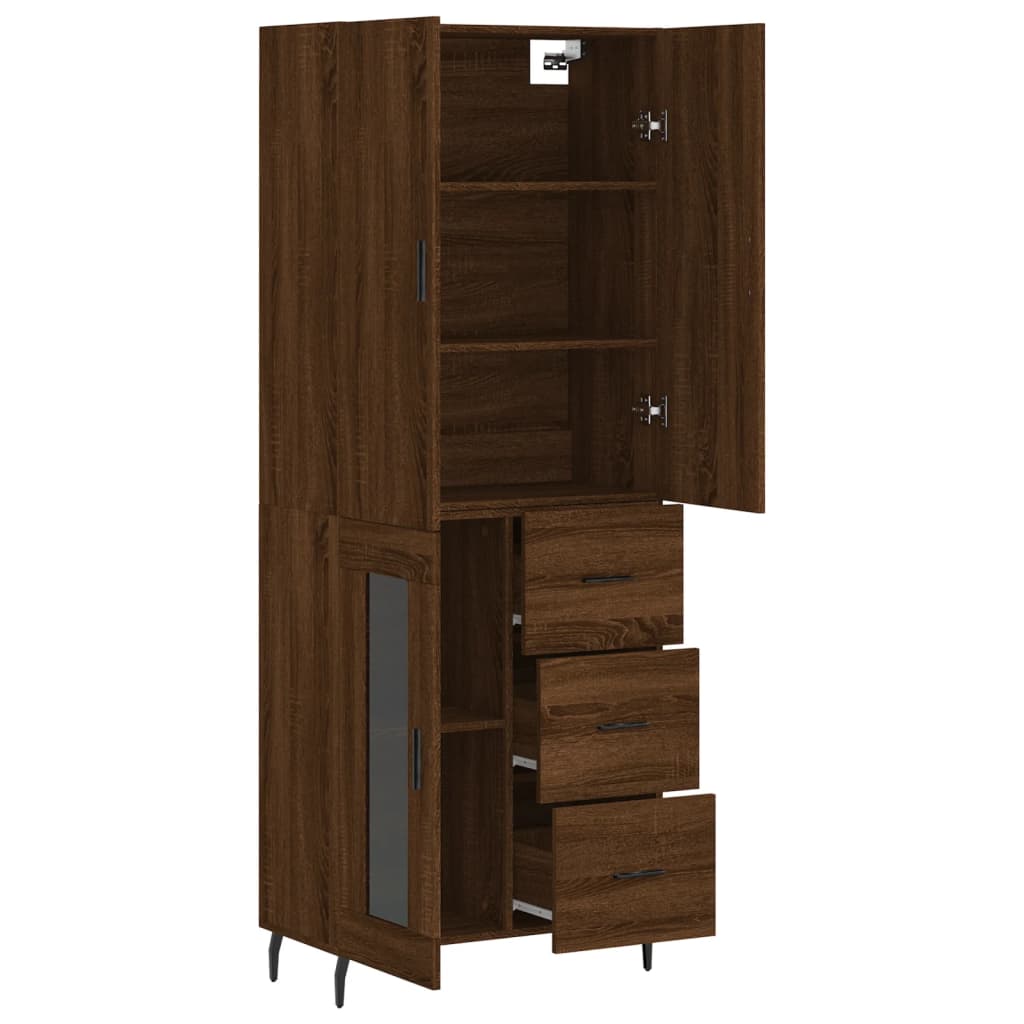 vidaXL Aparador alto madera contrachapada marrón roble 69,5x34x180 cm