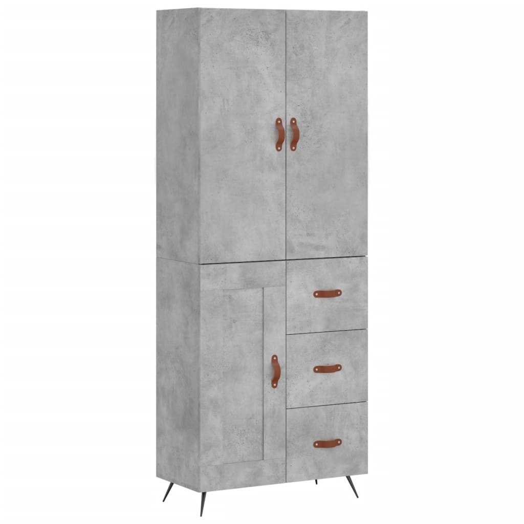 vidaXL Aparador alto madera contrachapada gris hormigón 69,5x34x180 cm