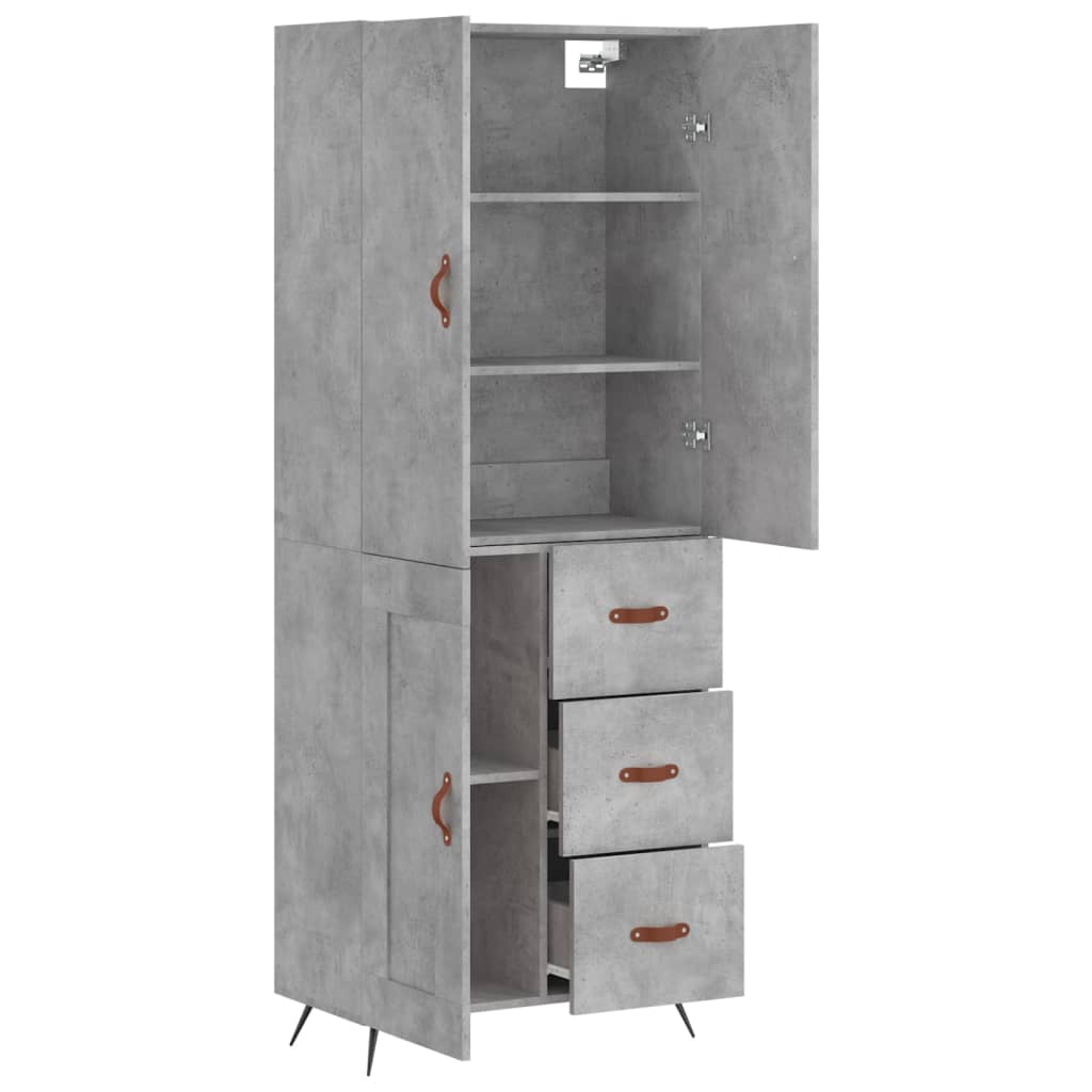 vidaXL Aparador alto madera contrachapada gris hormigón 69,5x34x180 cm