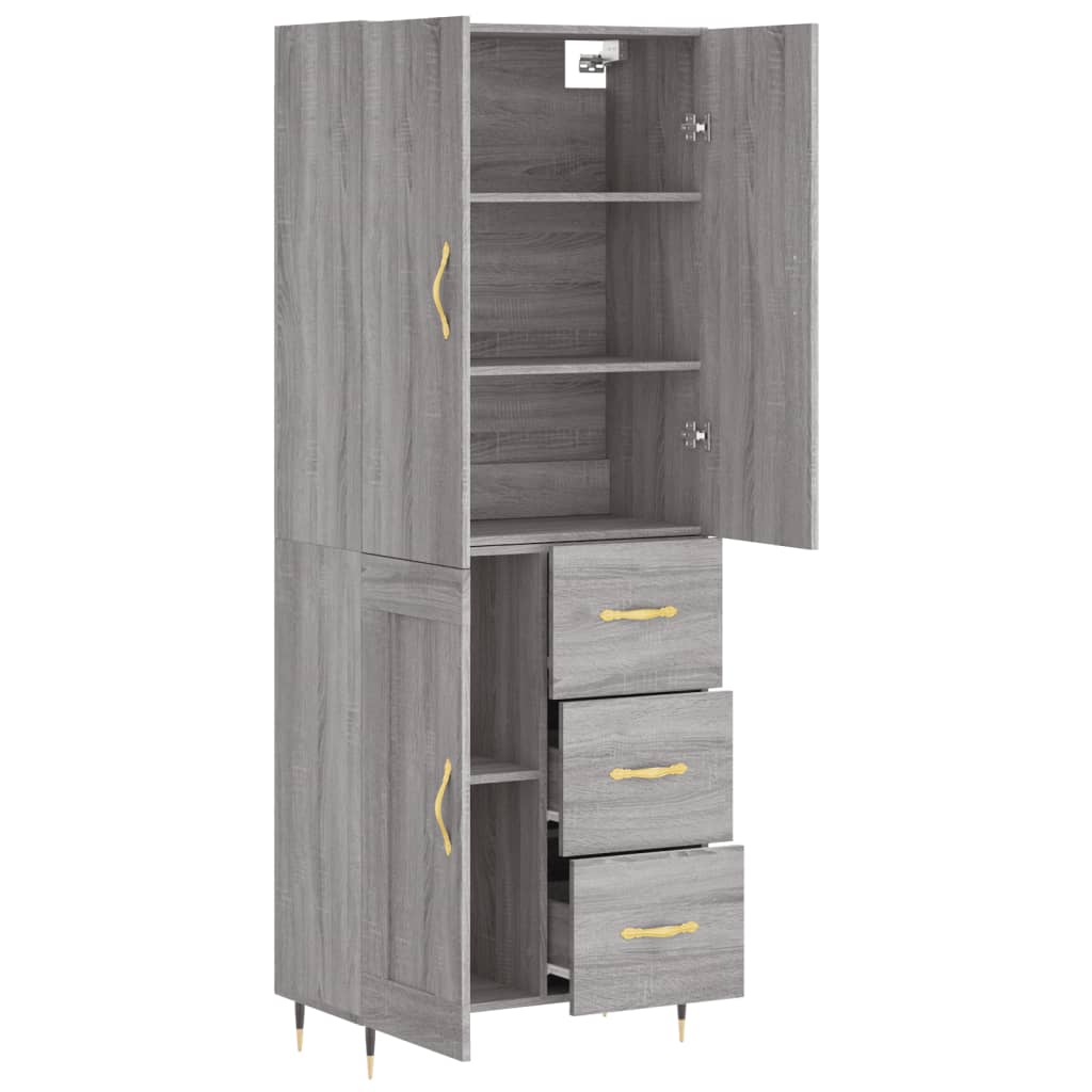 vidaXL Aparador alto madera contrachapada gris sonoma 69,5x34x180 cm