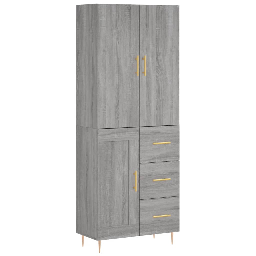 vidaXL Aparador alto madera contrachapada gris sonoma 69,5x34x180 cm