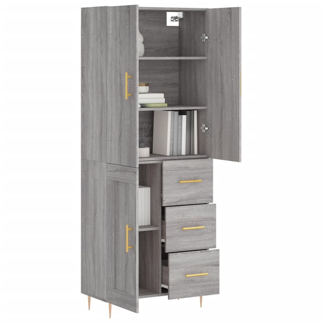 vidaXL Aparador alto madera contrachapada gris sonoma 69,5x34x180 cm