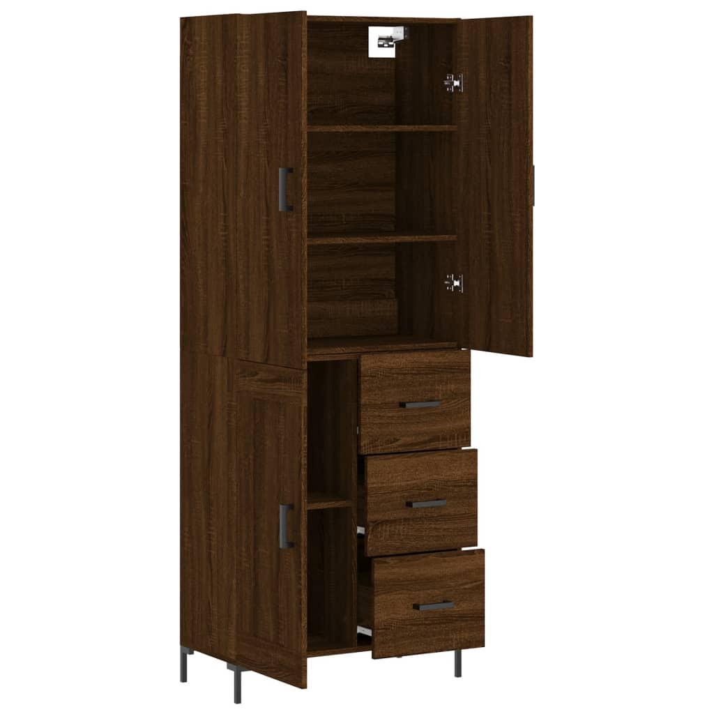 vidaXL Aparador alto madera contrachapada marrón roble 69,5x34x180 cm