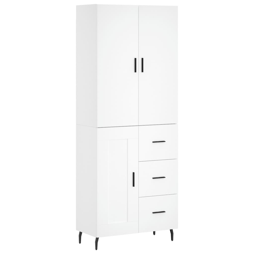 vidaXL Aparador alto madera contrachapada blanco 69,5x34x180 cm