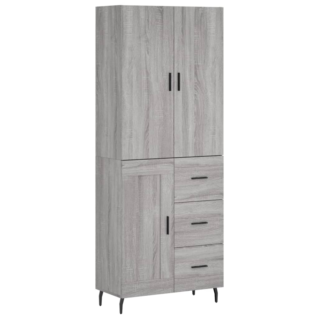 vidaXL Aparador alto madera contrachapada gris sonoma 69,5x34x180 cm