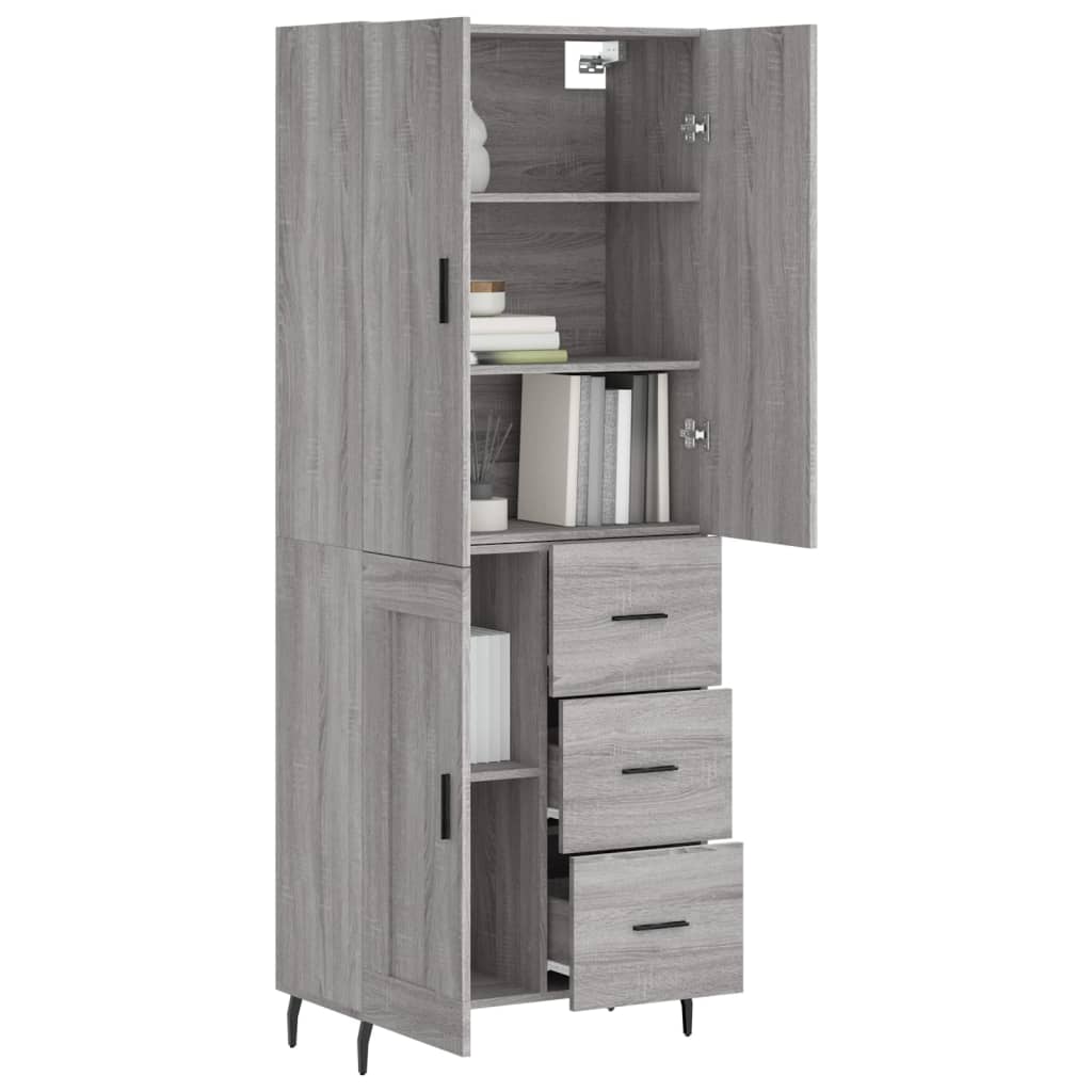 vidaXL Aparador alto madera contrachapada gris sonoma 69,5x34x180 cm