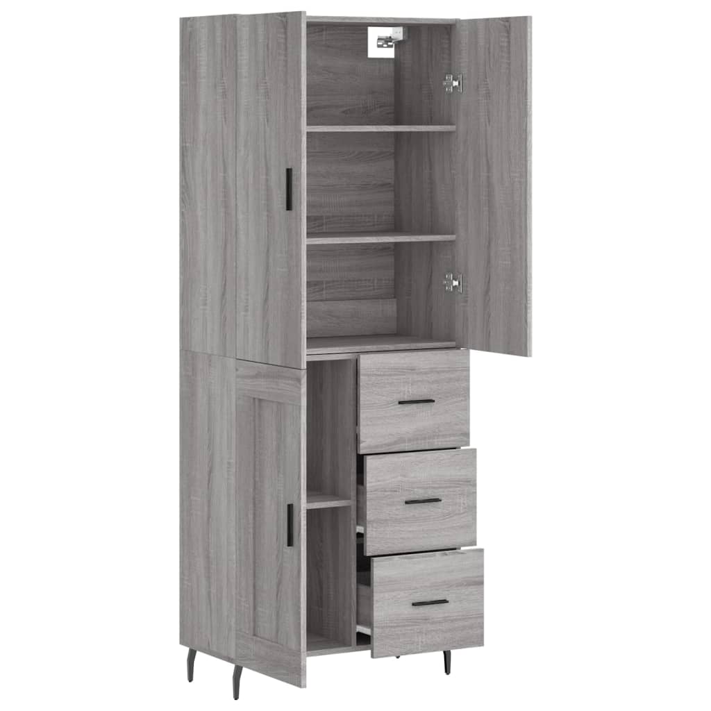 vidaXL Aparador alto madera contrachapada gris sonoma 69,5x34x180 cm