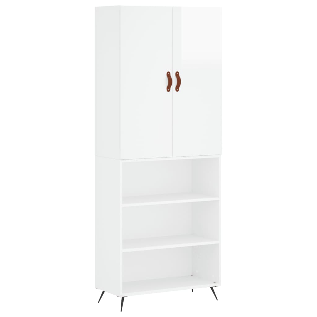 vidaXL Aparador alto madera contrachapada blanco brillo 69,5x34x180 cm