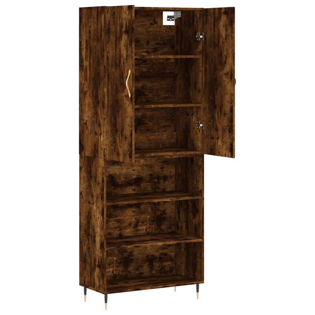 vidaXL Aparador alto madera contrachapada roble ahumado 69,5x34x180 cm