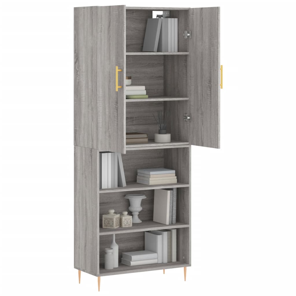 vidaXL Aparador alto madera contrachapada gris sonoma 69,5x34x180 cm