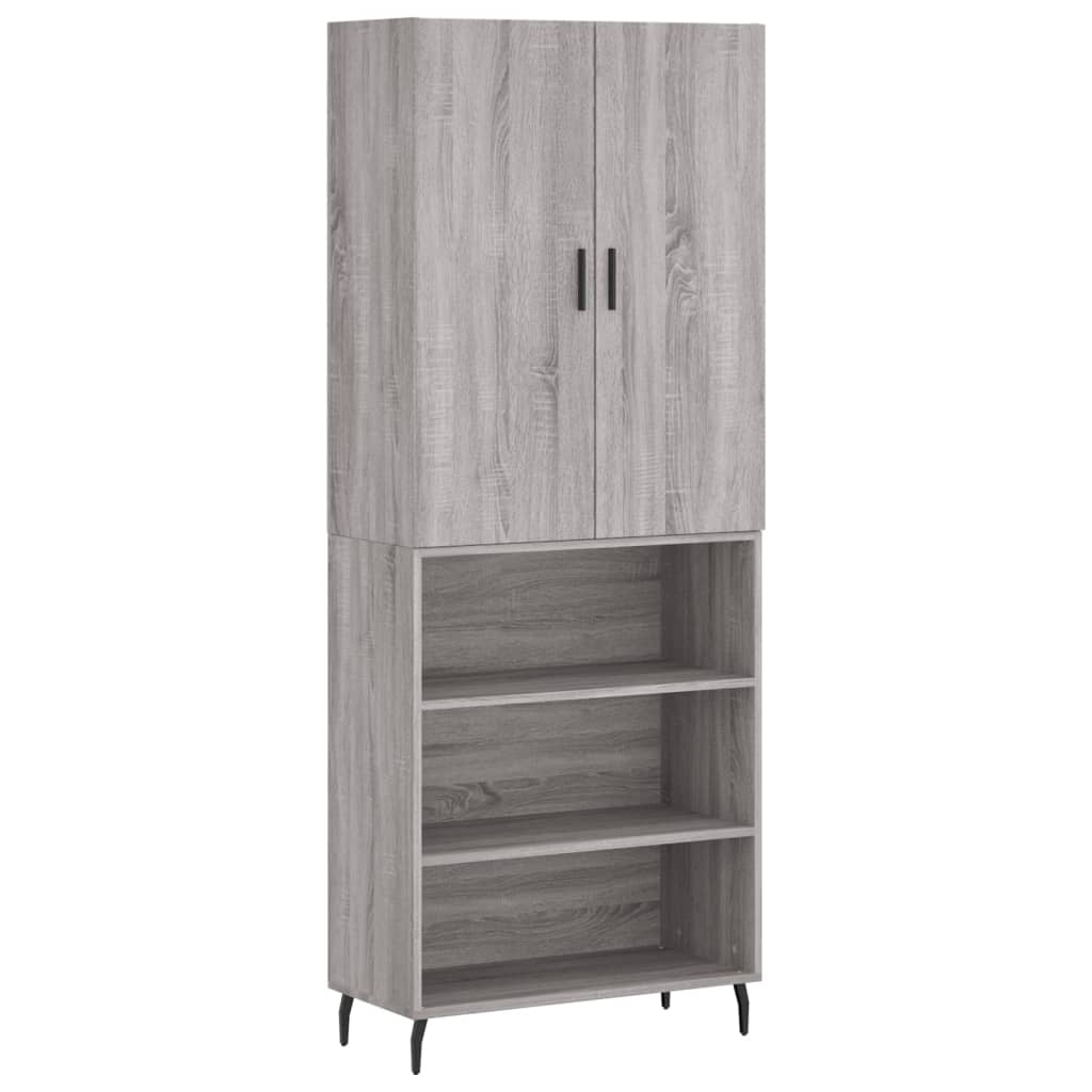 vidaXL Aparador alto madera contrachapada gris sonoma 69,5x34x180 cm