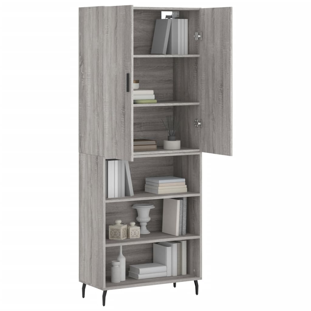 vidaXL Aparador alto madera contrachapada gris sonoma 69,5x34x180 cm