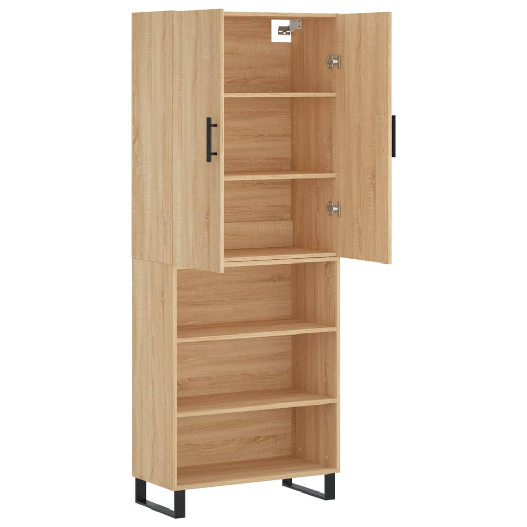 vidaXL Aparador alto madera contrachapada color roble 69,5x34x180 cm