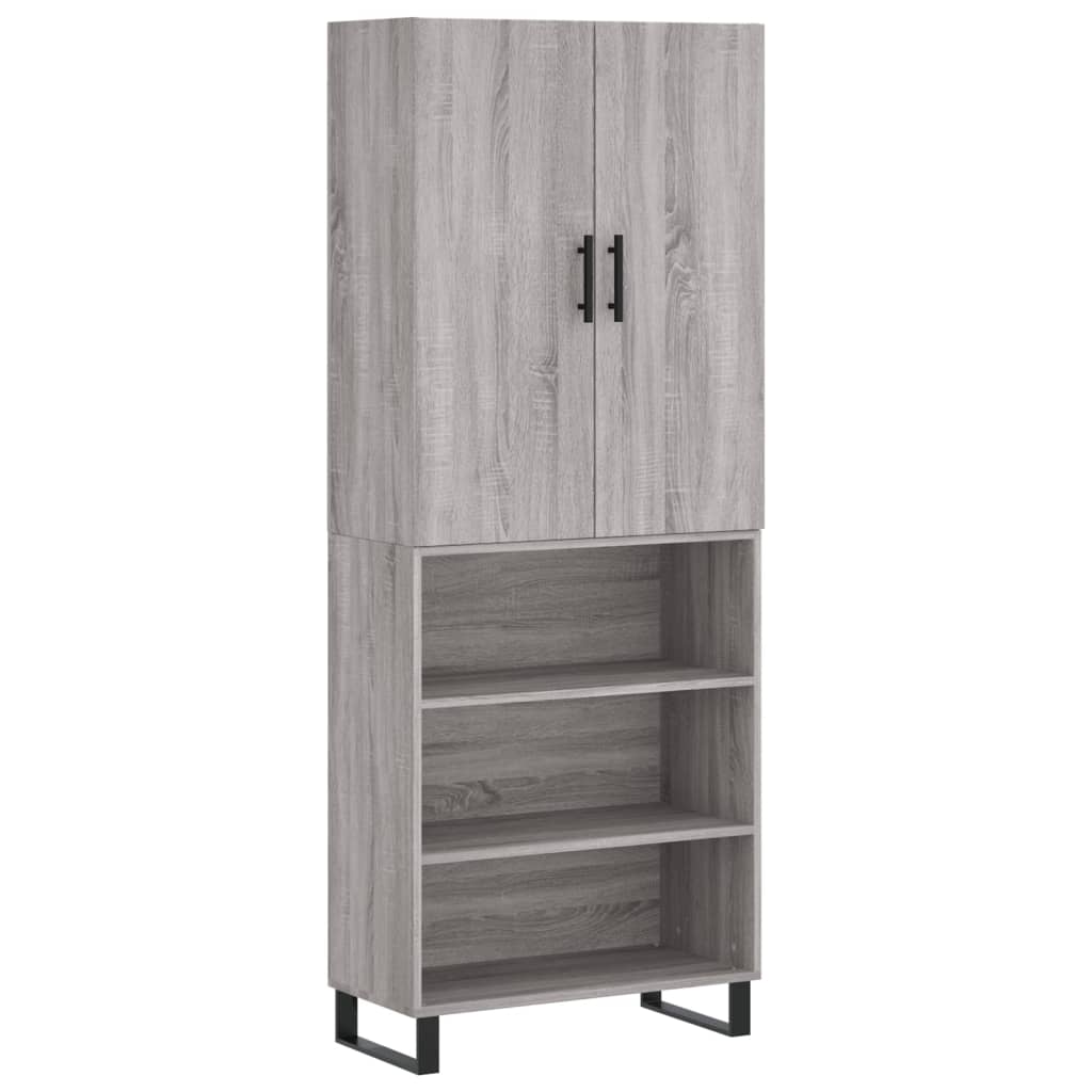 vidaXL Aparador alto madera contrachapada gris sonoma 69,5x34x180 cm