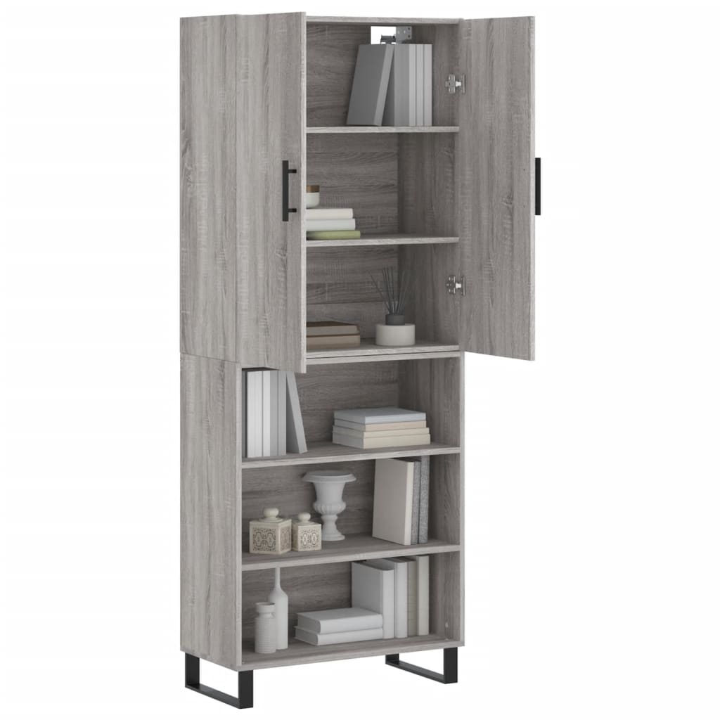 vidaXL Aparador alto madera contrachapada gris sonoma 69,5x34x180 cm