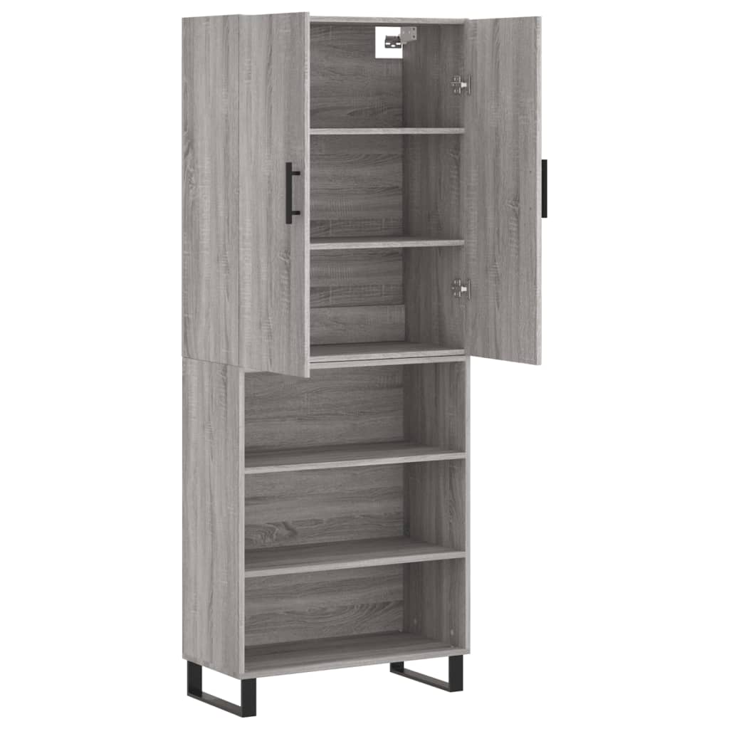 vidaXL Aparador alto madera contrachapada gris sonoma 69,5x34x180 cm