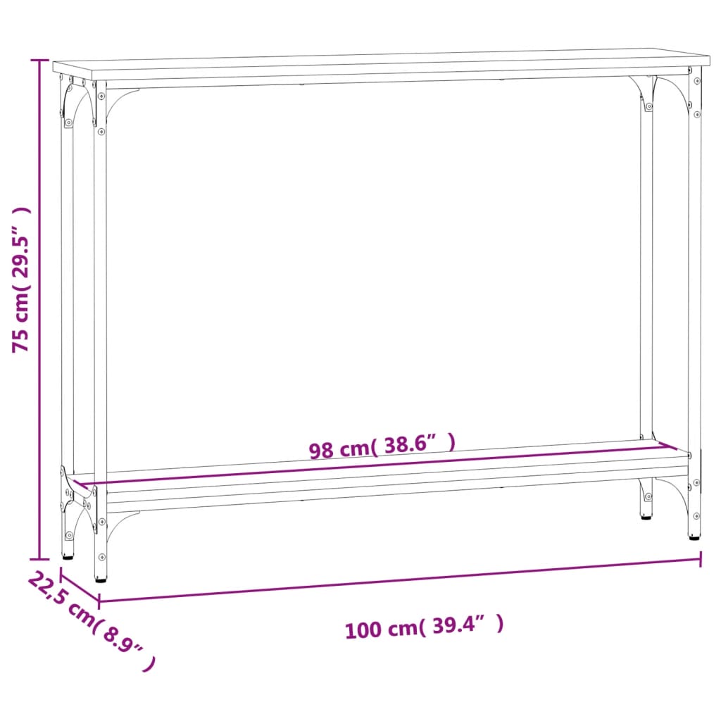 vidaXL Mesa consola madera de ingeniería negra 100x22,5x75 cm