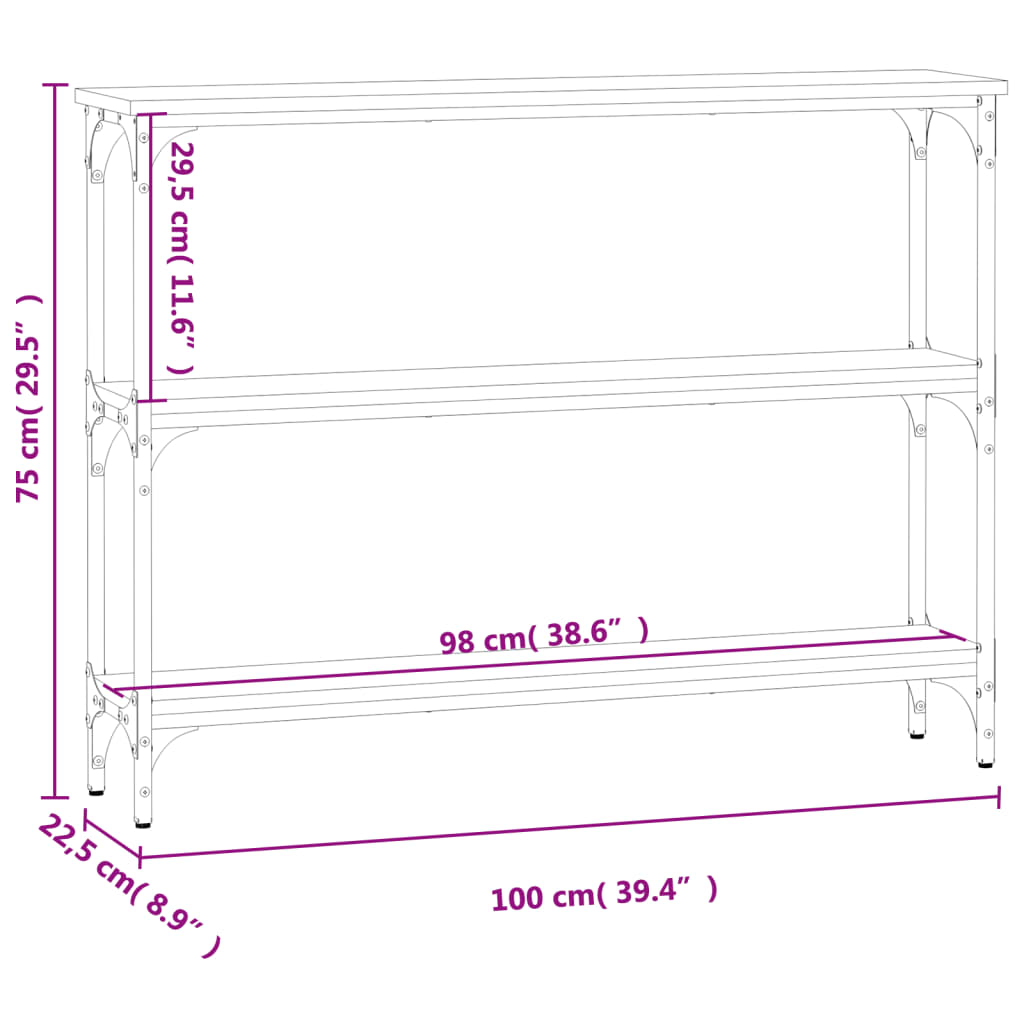 vidaXL Mesa consola madera de ingeniería roble Sonoma 100x22,5x75 cm