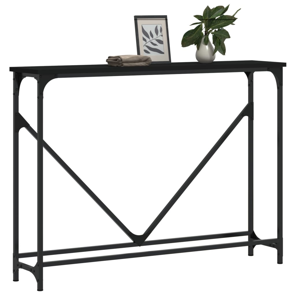 vidaXL Mesa consola madera de ingeniería negra 102x22,5x75 cm