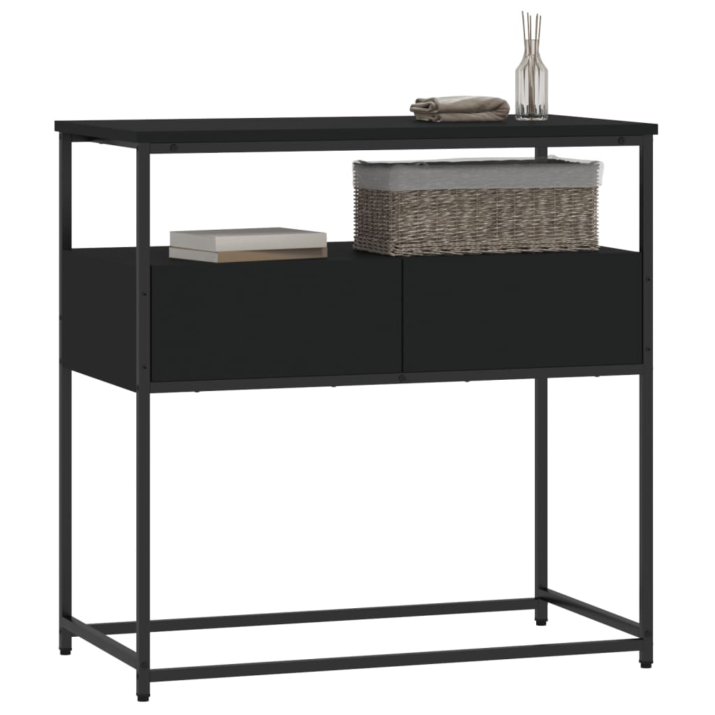 vidaXL Mesa consola madera de ingeniería negra 75x40x75 cm