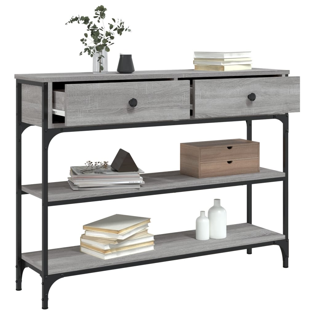 vidaXL Mesa consola madera de ingeniería gris Sonoma 100x25x75 cm