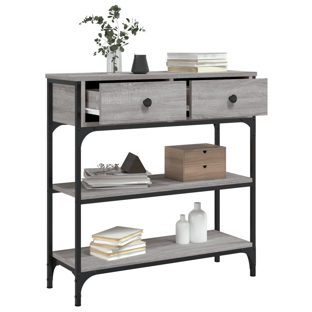 vidaXL Mesa consola madera de ingeniería gris Sonoma 72,5x25x75 cm