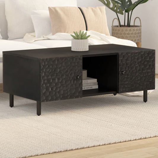 vidaXL Mesa de centro madera maciza de mango negra 100x54x40 cm