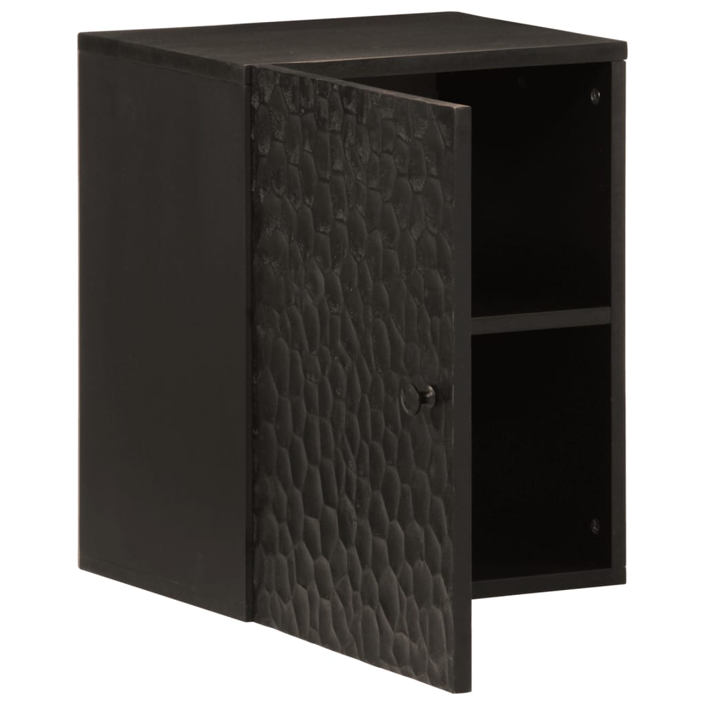 vidaXL Armario de baño de pared madera maciza mango negro 38x33x48 cm